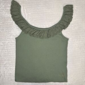 Free with any $15‎ purchase! American Eagle Eyelet Ruffle Ribbed Tank Top Green